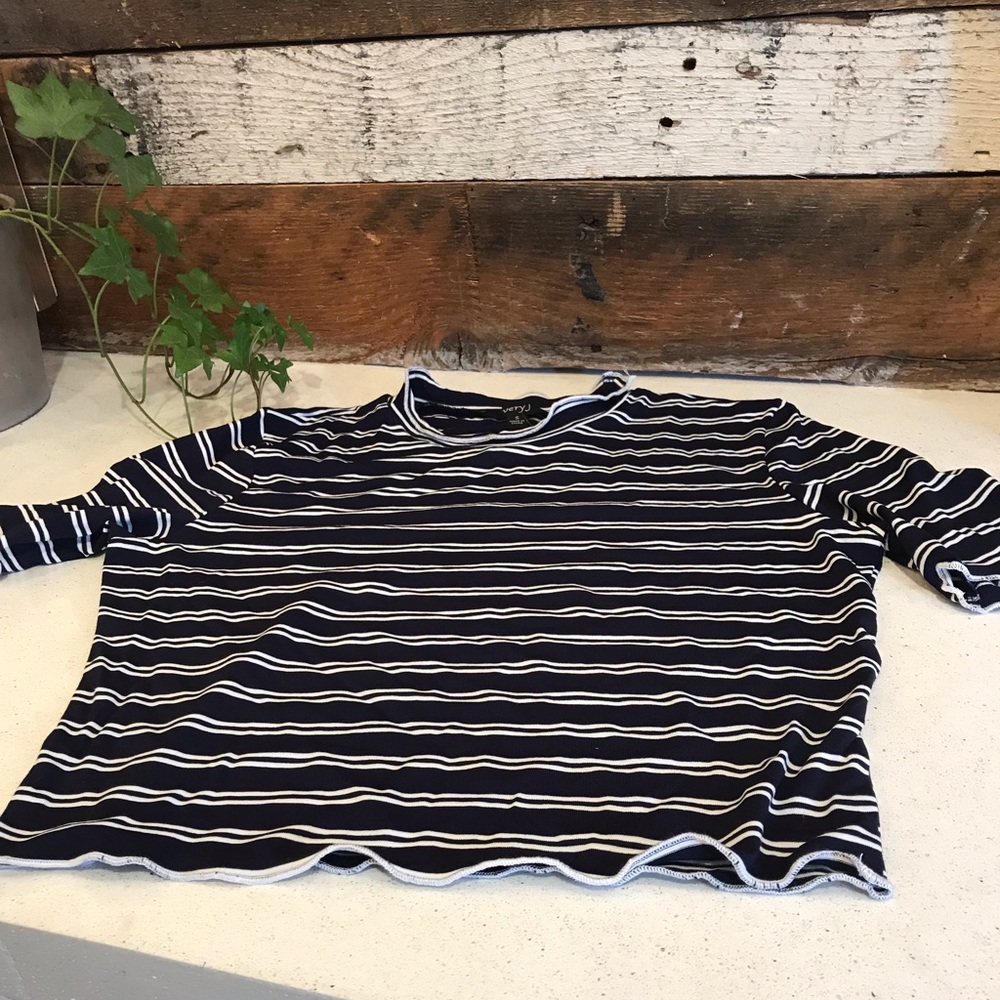 Blue and White Crop Top